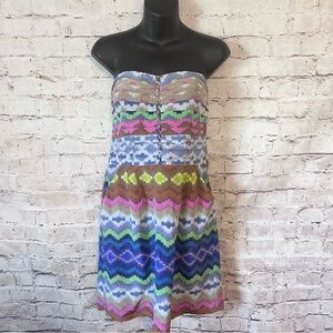 Charlie Jade Strapless Dress with Vibrant Pattern